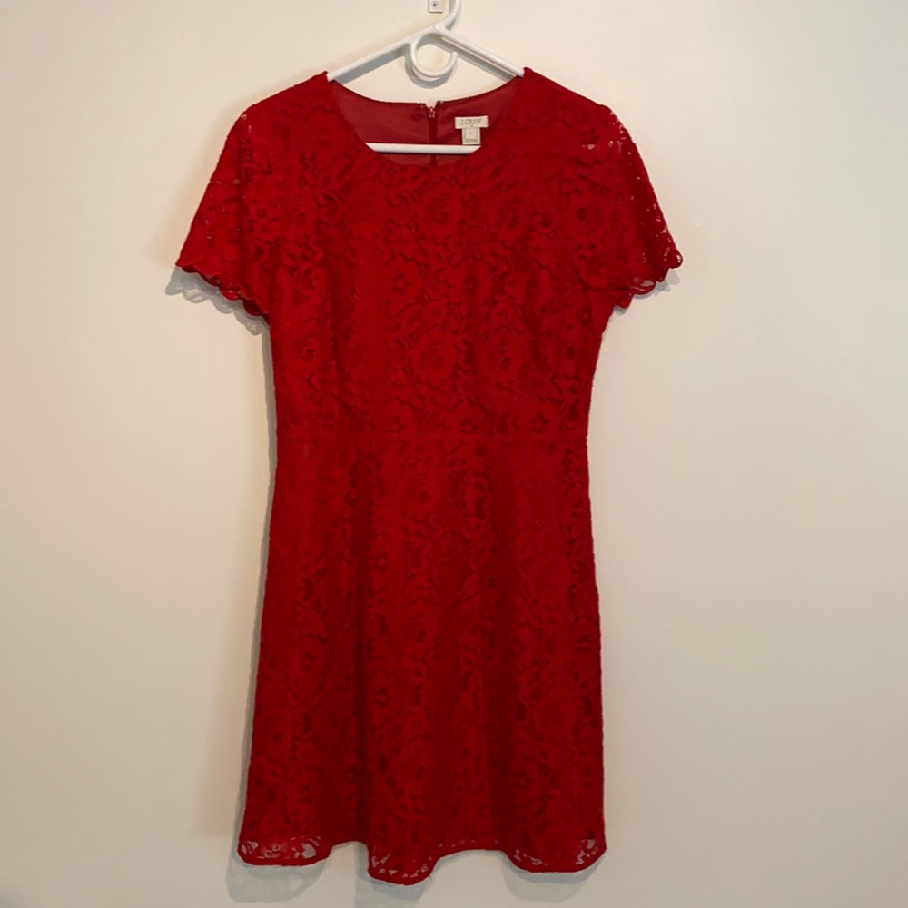 JCrew Red lace dress